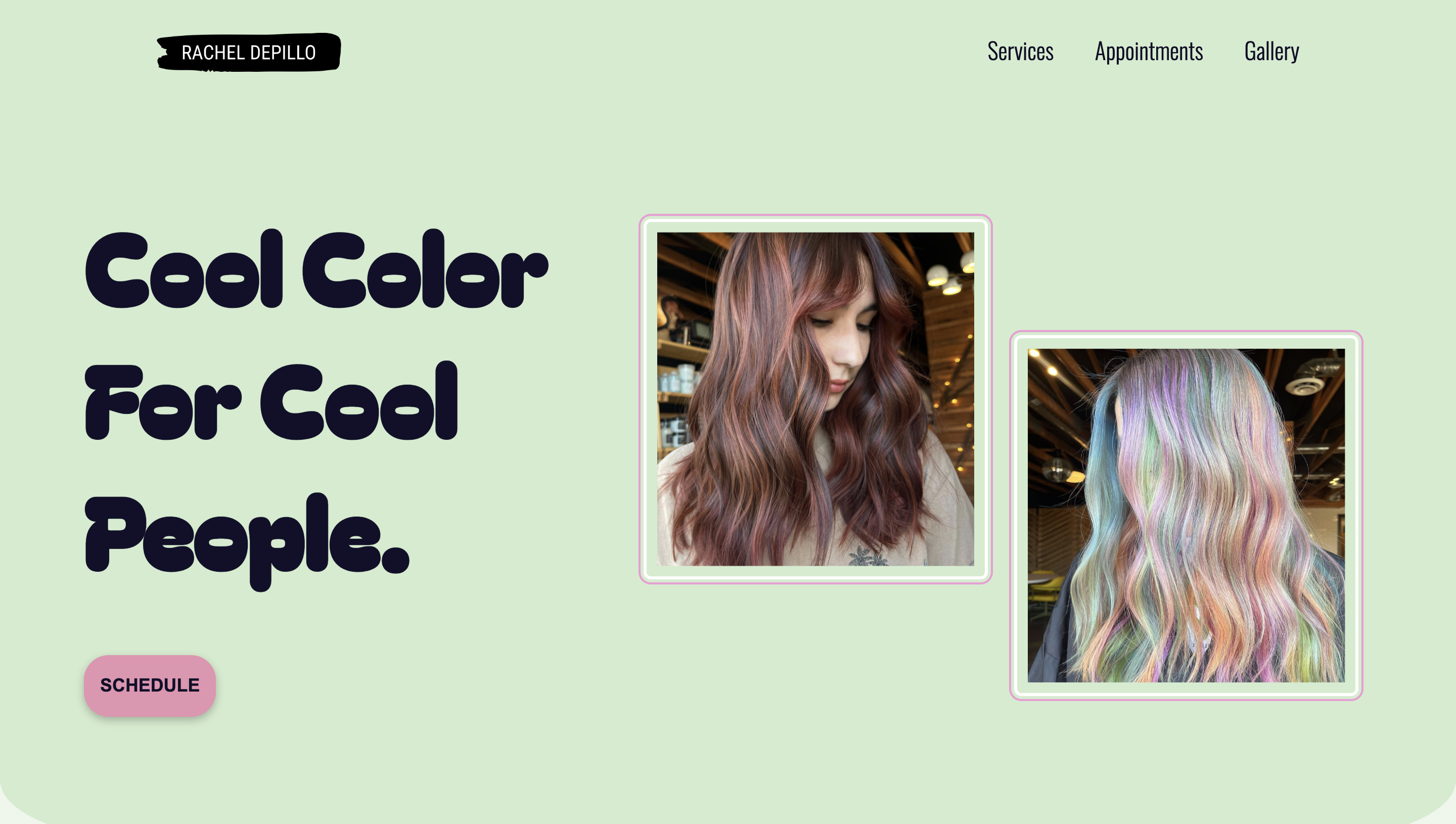 quote saying cool hair for cool people with an image of brown hair and image of mix of pastel hair colors